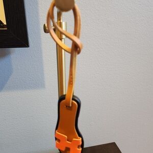 Orange and Black Leather Keychain